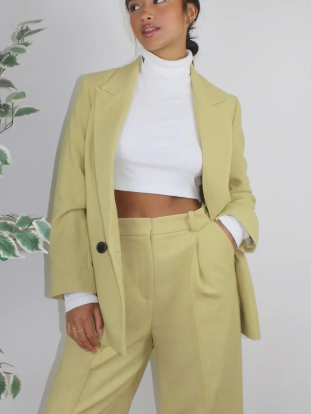 Topshop 🍋 Lemon-Green Single-Breasted Blazer - Picture 3 of 7